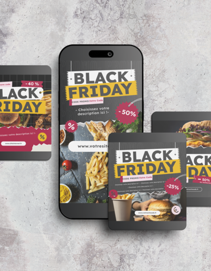 Templates Black Friday prêts à personnaliser – Crée ta com’ pro en 1 clic